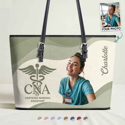 Iconic Nurse Life Photo - Personalized Custom Nurse Leather Tote Bag