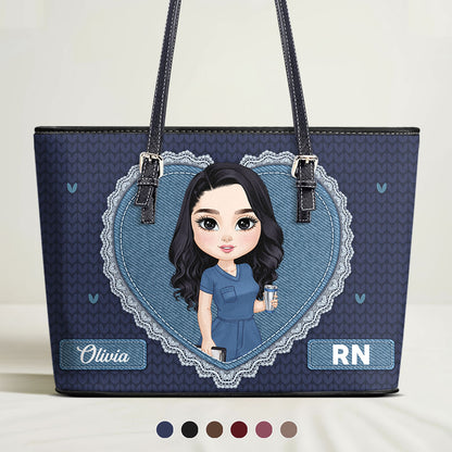 Just A Happy Nurse - Personalized Custom Nurse Leather Tote Bag