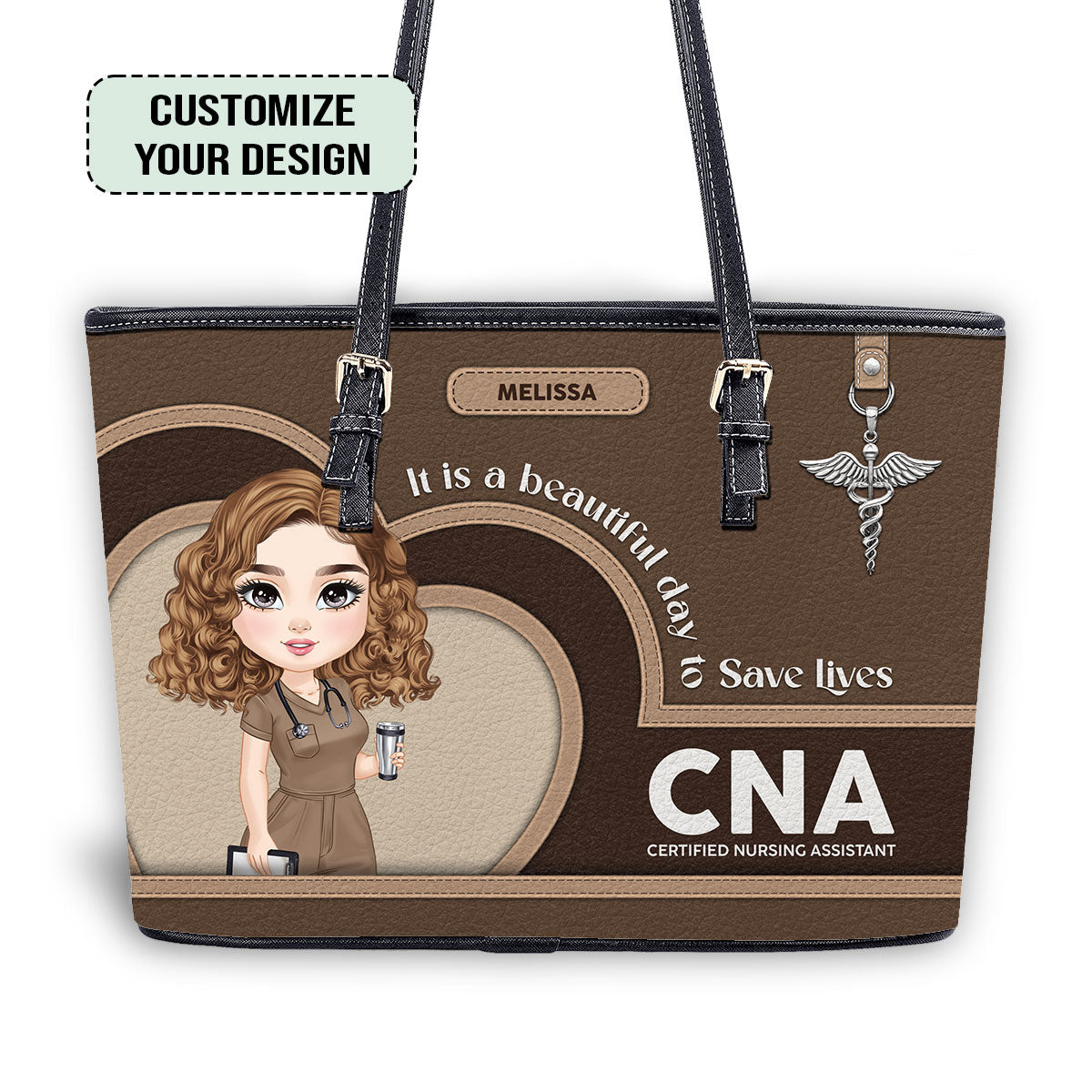 Personalized Custom Nurse Leather Tote Bag