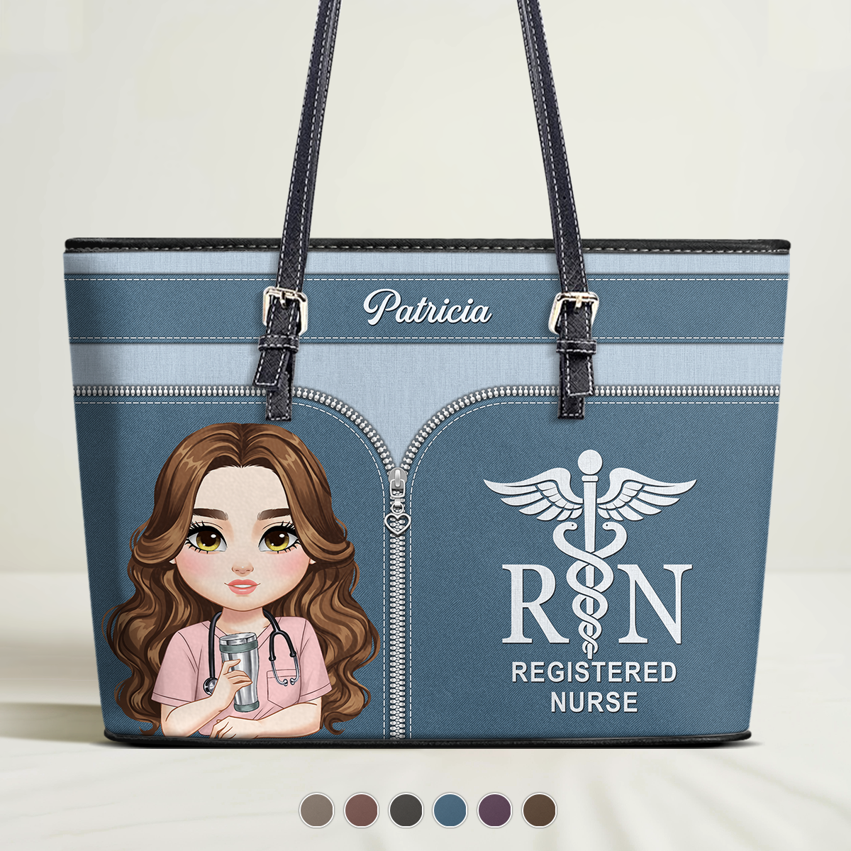 Nurse Graceful Soul - Personalized Custom Nurse Leather Tote Bag