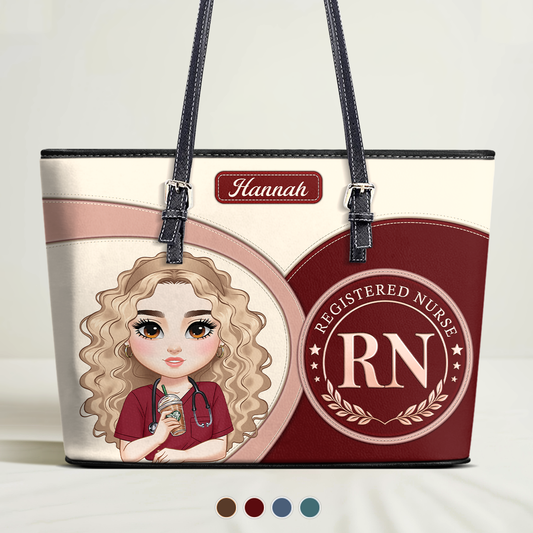 Classic Nurse Vibe - Personalized Custom Nurse Leather Tote Bag