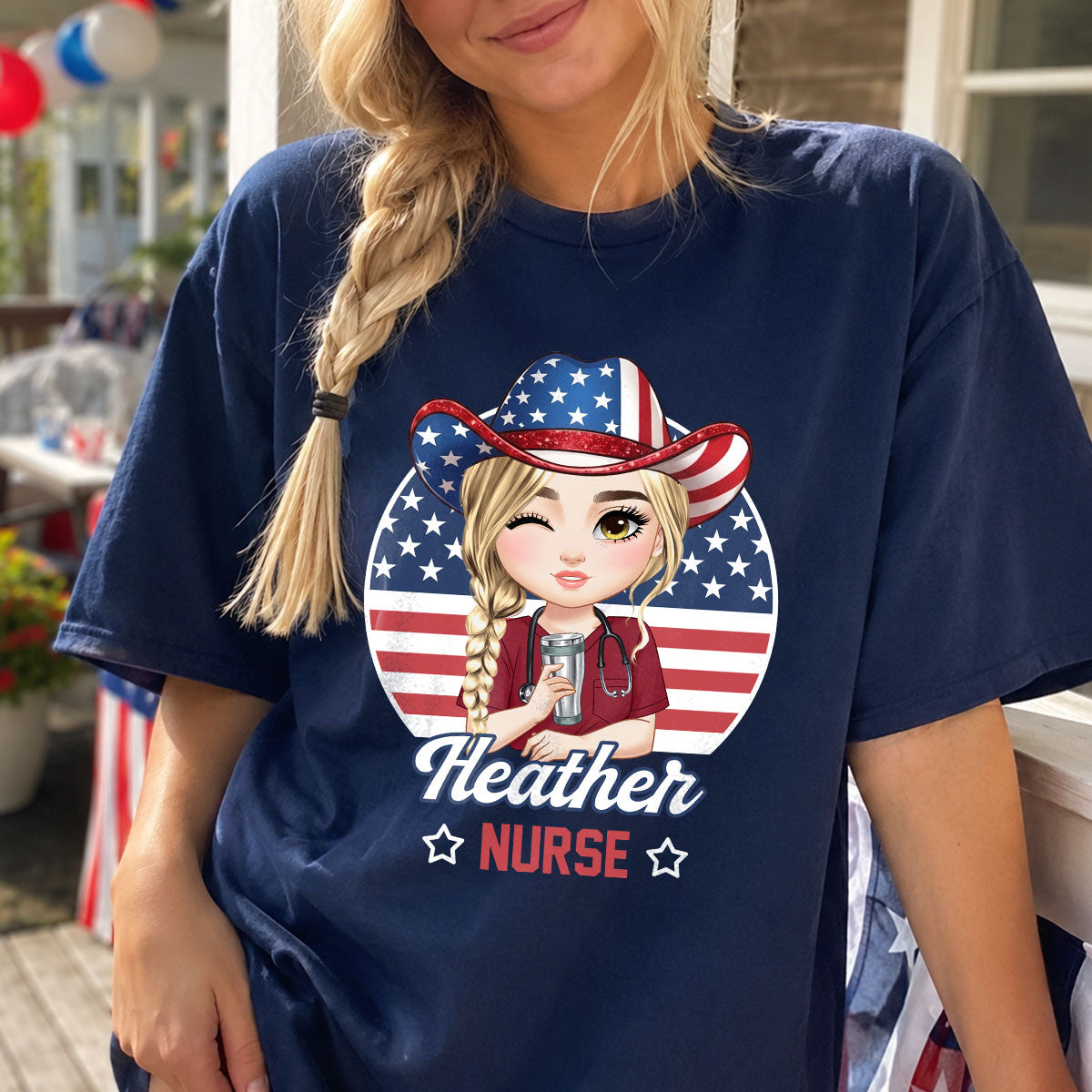Nurse With Patriotic Spirit (Dark Ver.) - Personalized Custom Nurse T-shirt, Hoodie, Sweatshirt