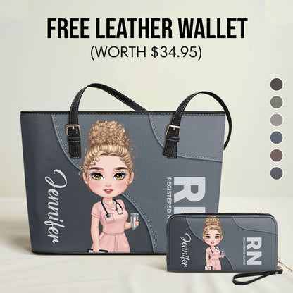Refined Nurse Life - Personalized Custom Nurse Leather Tote Bag Deal