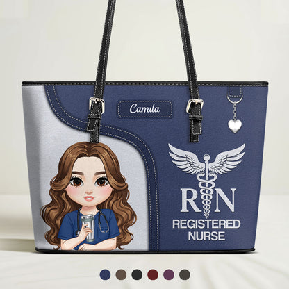 Graceful Nurse Style - Personalized Custom Nurse Leather Tote Bag