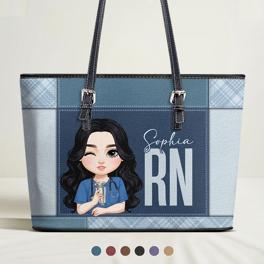 Nurse Crazy Life - Personalized Custom Nurse Leather Tote Bag