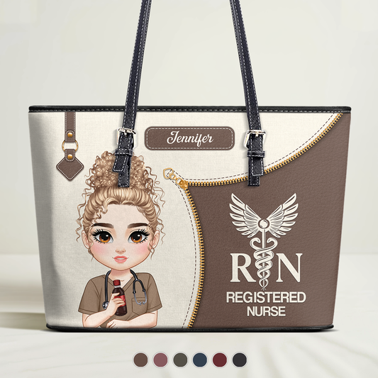 Elevated Nurse Life - Personalized Custom Nurse Leather Tote Bag