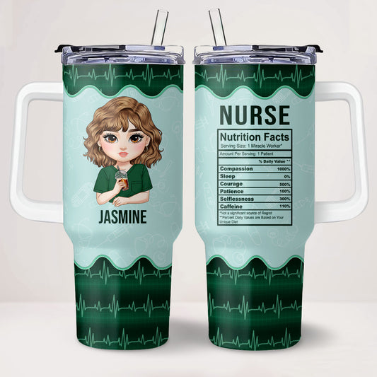 Nurse Nutrition Facts - Personalized Nurse 40oz Tumbler With Handle