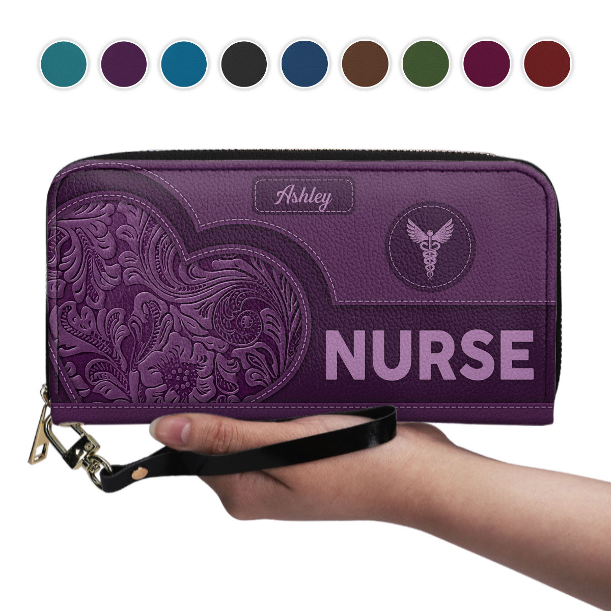 Seamless Pattern Nurse - Personalized Nurse Leather Long Wallet 