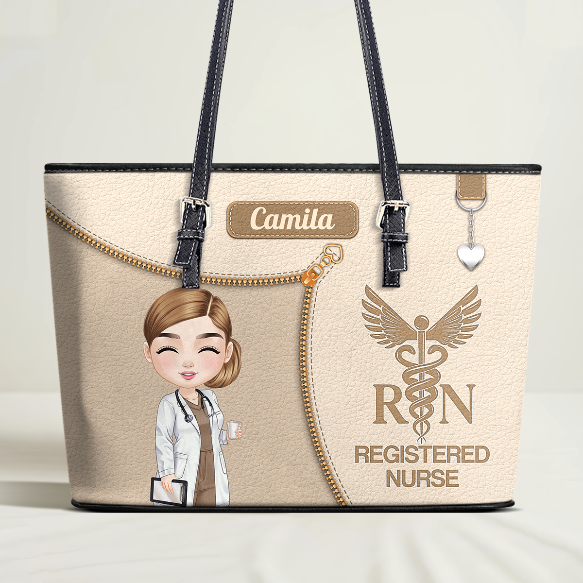 Watercolor Nurse Ver 2 - Personalized Custom Nurse Leather Tote Bag