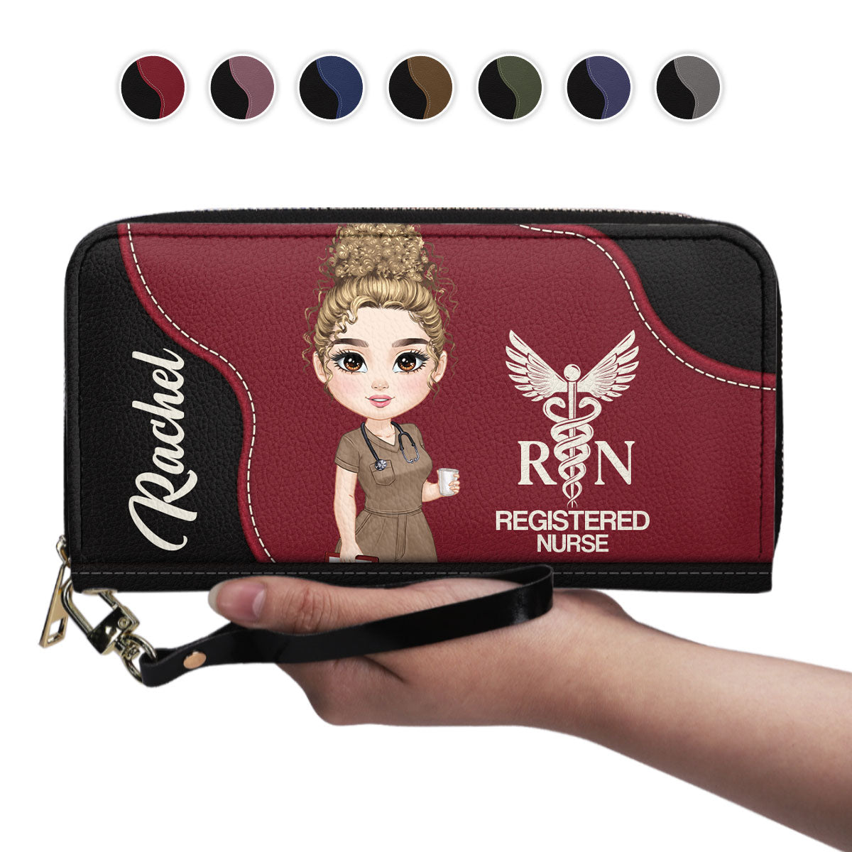 Nurse With Love - Personalized Nurse Leather Long Wallet 