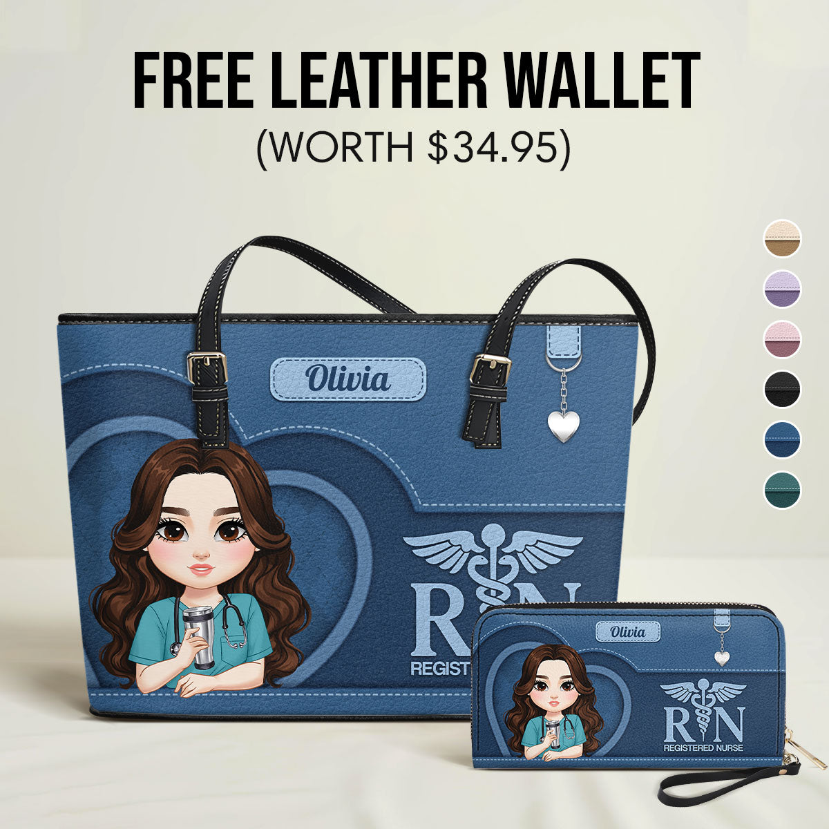 Nurse With Beautiful Heart - Personalized Custom Nurse Leather Tote Bag Deal