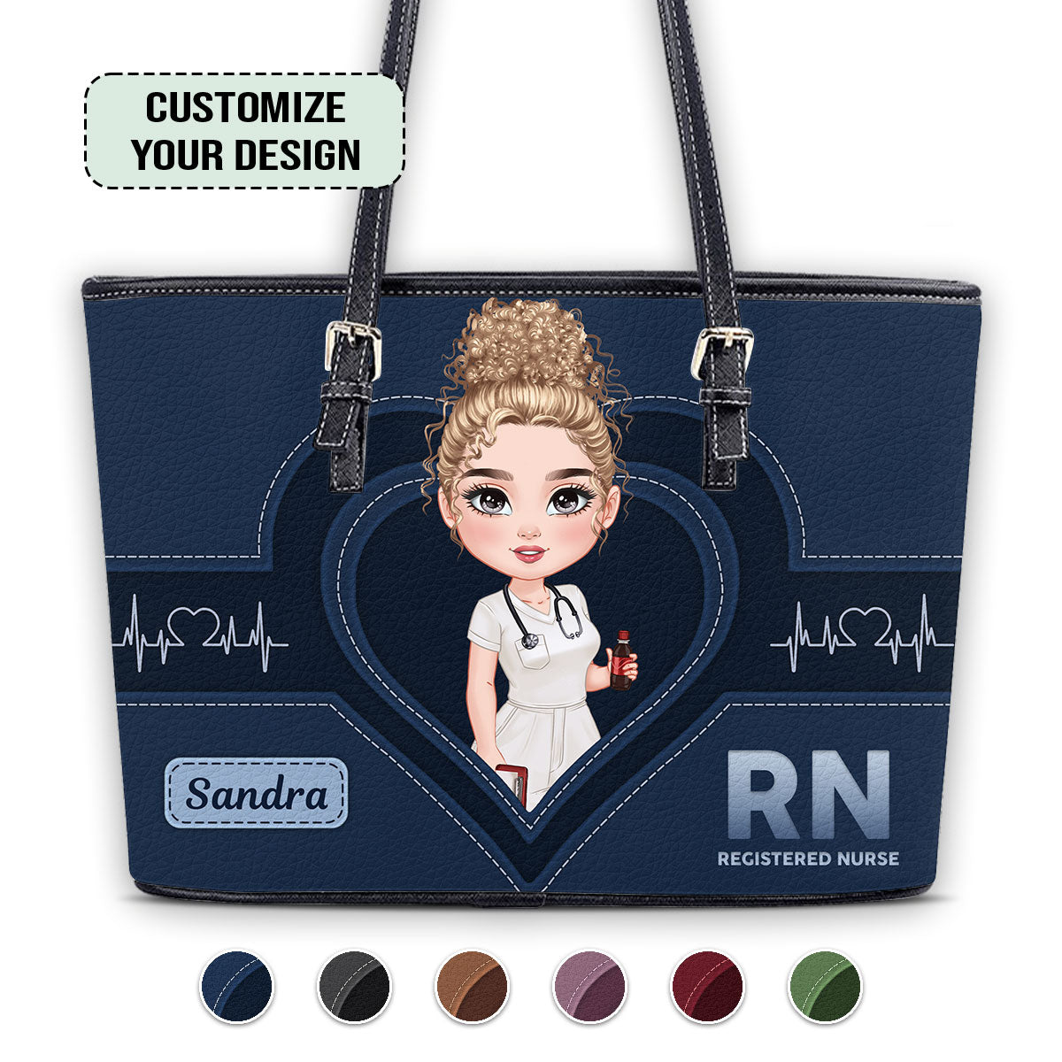 Nursing Scrub Life - Personalized Custom Nurse Leather Tote Bag - nurse bag for work