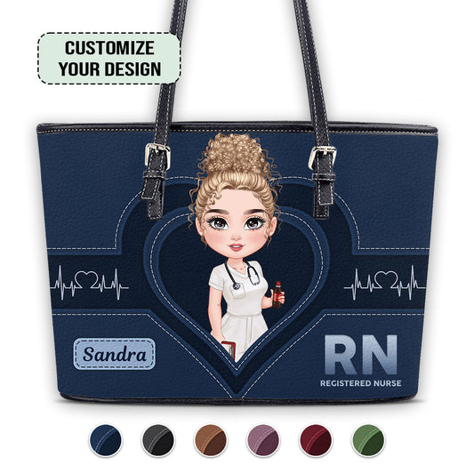 Nursing Scrub Life - Personalized Custom Nurse Leather Tote Bag - nurse bag for work