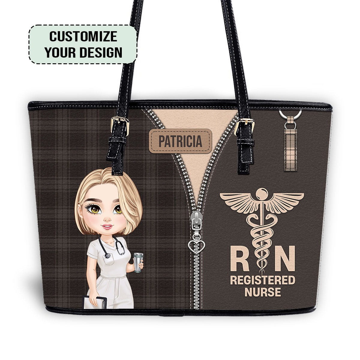 Personalized Custom Nurse Leather Tote Bag