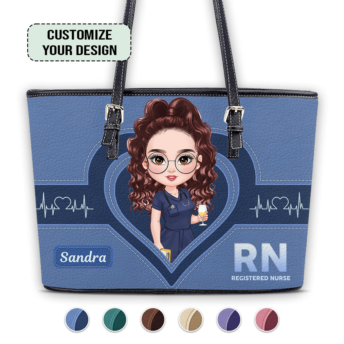 The Scrub Life - Personalized Custom Nurse Leather Tote Bag