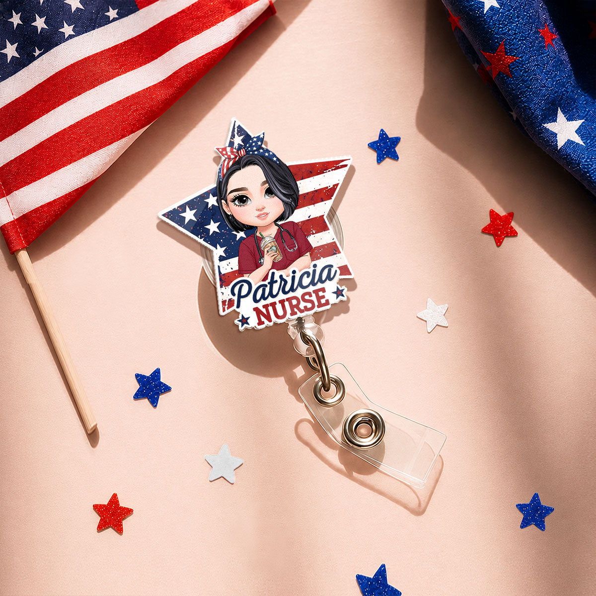 Classic American Nursing - Personalized Nurse Badge Reel