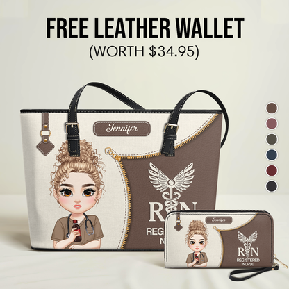 Elevated Nurse Life - Personalized Custom Nurse Leather Tote Bag Deal