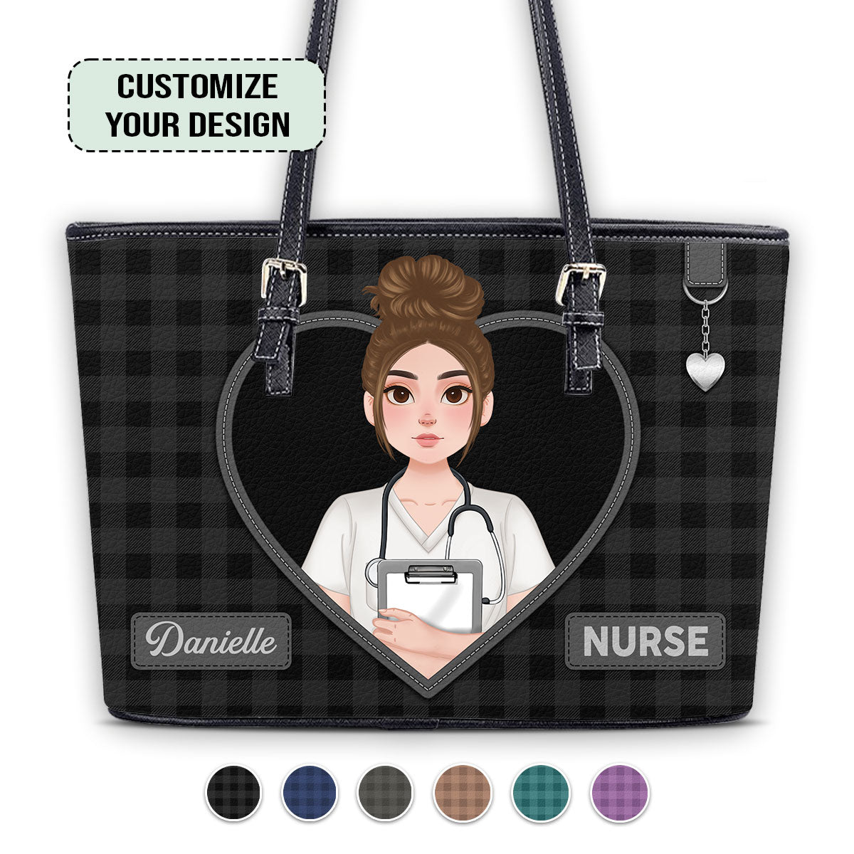 Daily Nurse Style - Personalized Custom Nurse Leather Tote Bag - nurse bag for work
