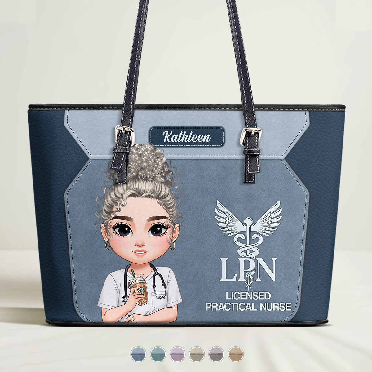 Elegant Nursing Soul - Personalized Custom Nurse Leather Tote Bag