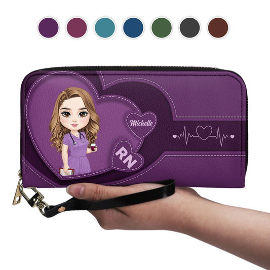 Sweet Nurse - Personalized Nurse Leather Long Wallet - nurse bag for work