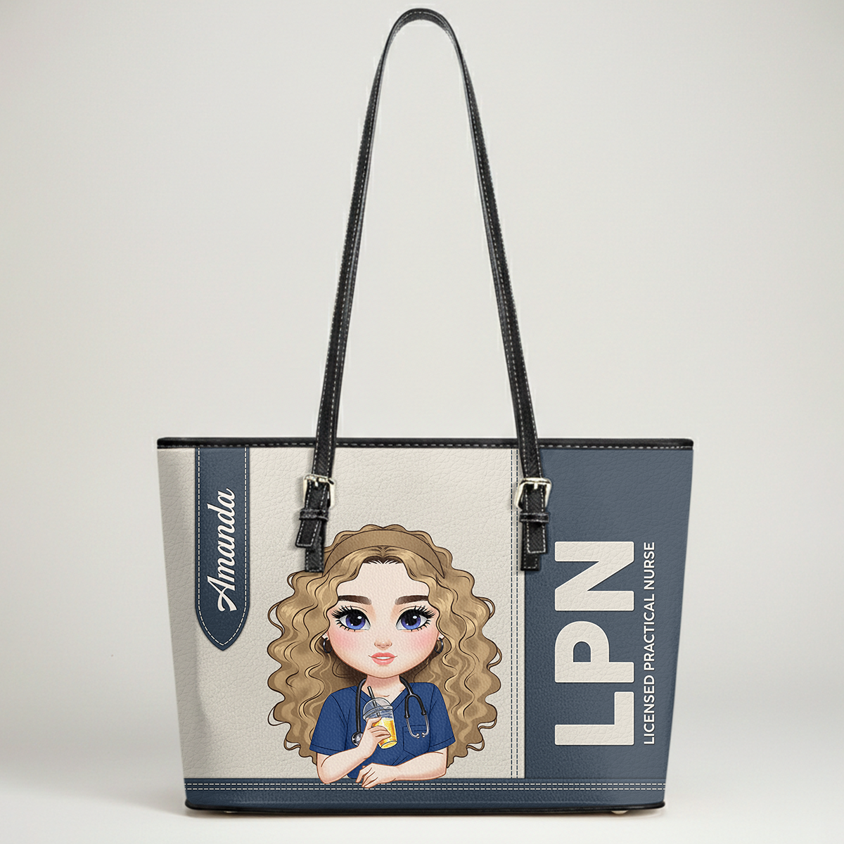 Nurse Angel Spirit - Personalized Custom Nurse Leather Tote Bag