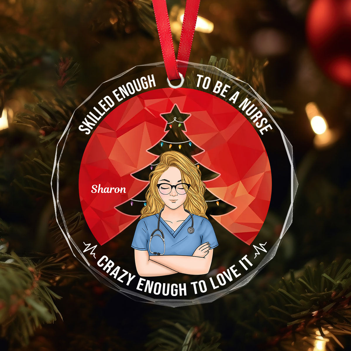 Skilled Nurse - Personalized Nurse Circle Glass Ornament