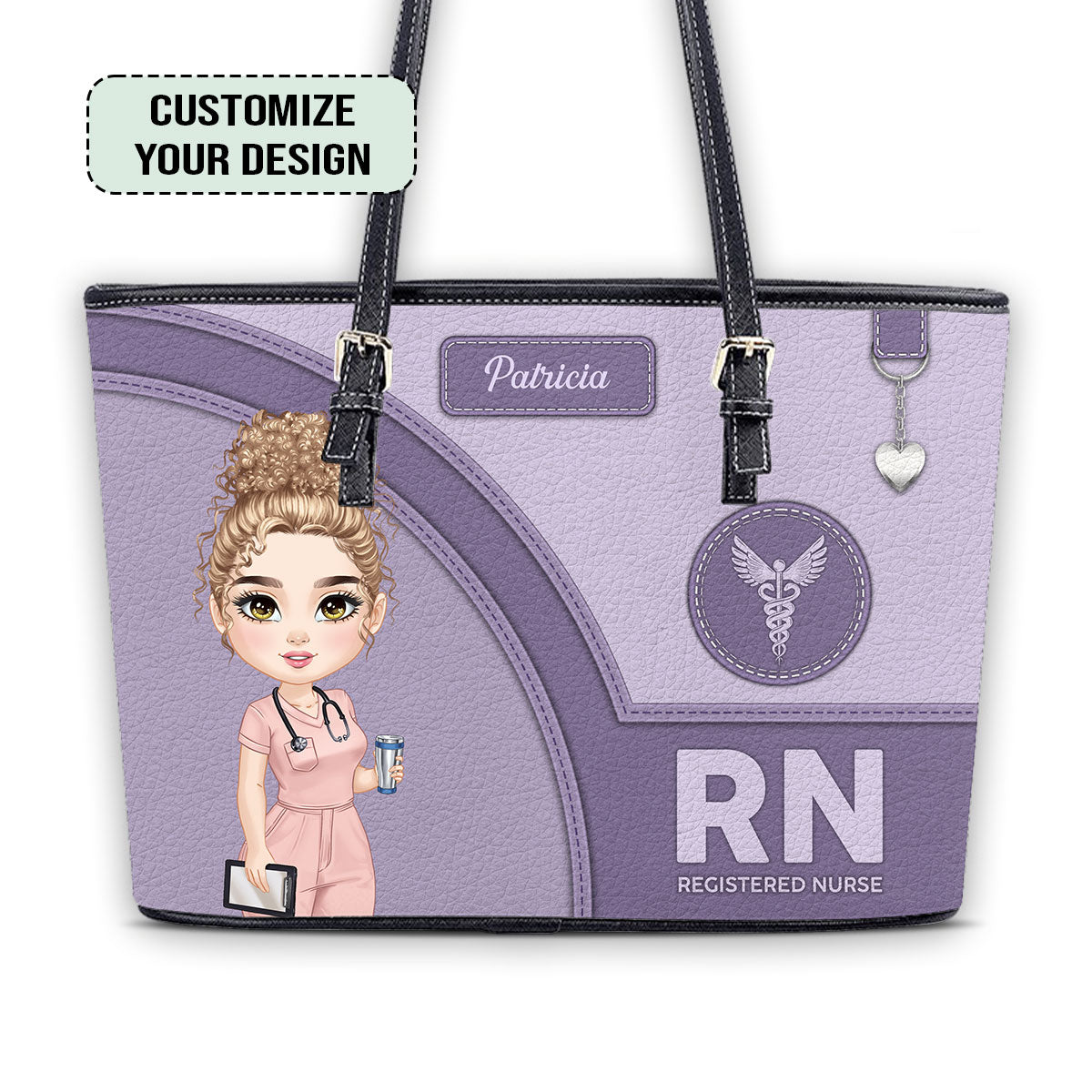 Gentle Nursing Professionals - Personalized Custom Nurse Leather Tote Bag 