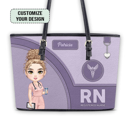 Gentle Nursing Professionals - Personalized Custom Nurse Leather Tote Bag 