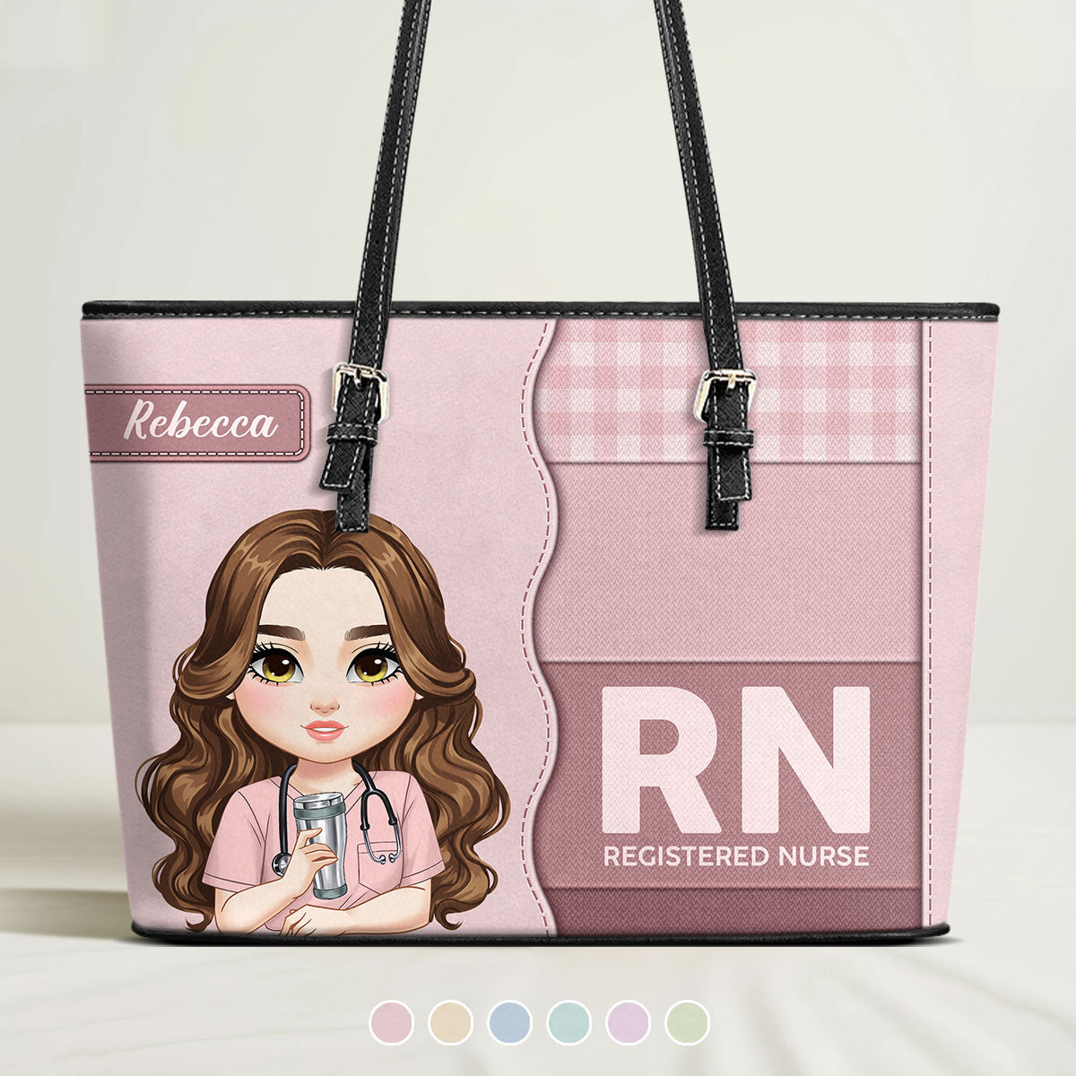 Sweet Nurse Girl - Personalized Custom Nurse Leather Tote Bag