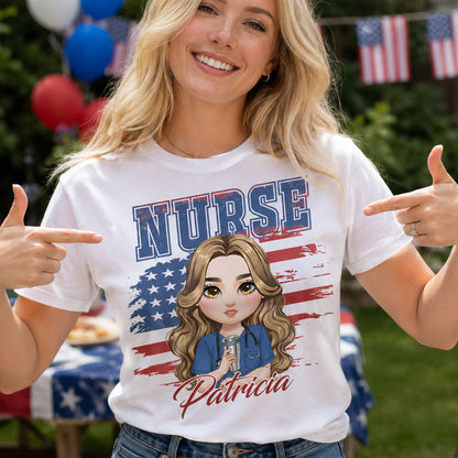 Patriotic Nurse - Personalized Custom Nurse T-shirt, Hoodie, Sweatshirt