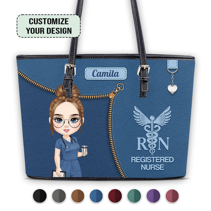 Glamorous Nurse Life - Personalized Custom Nurse Leather Tote Bag