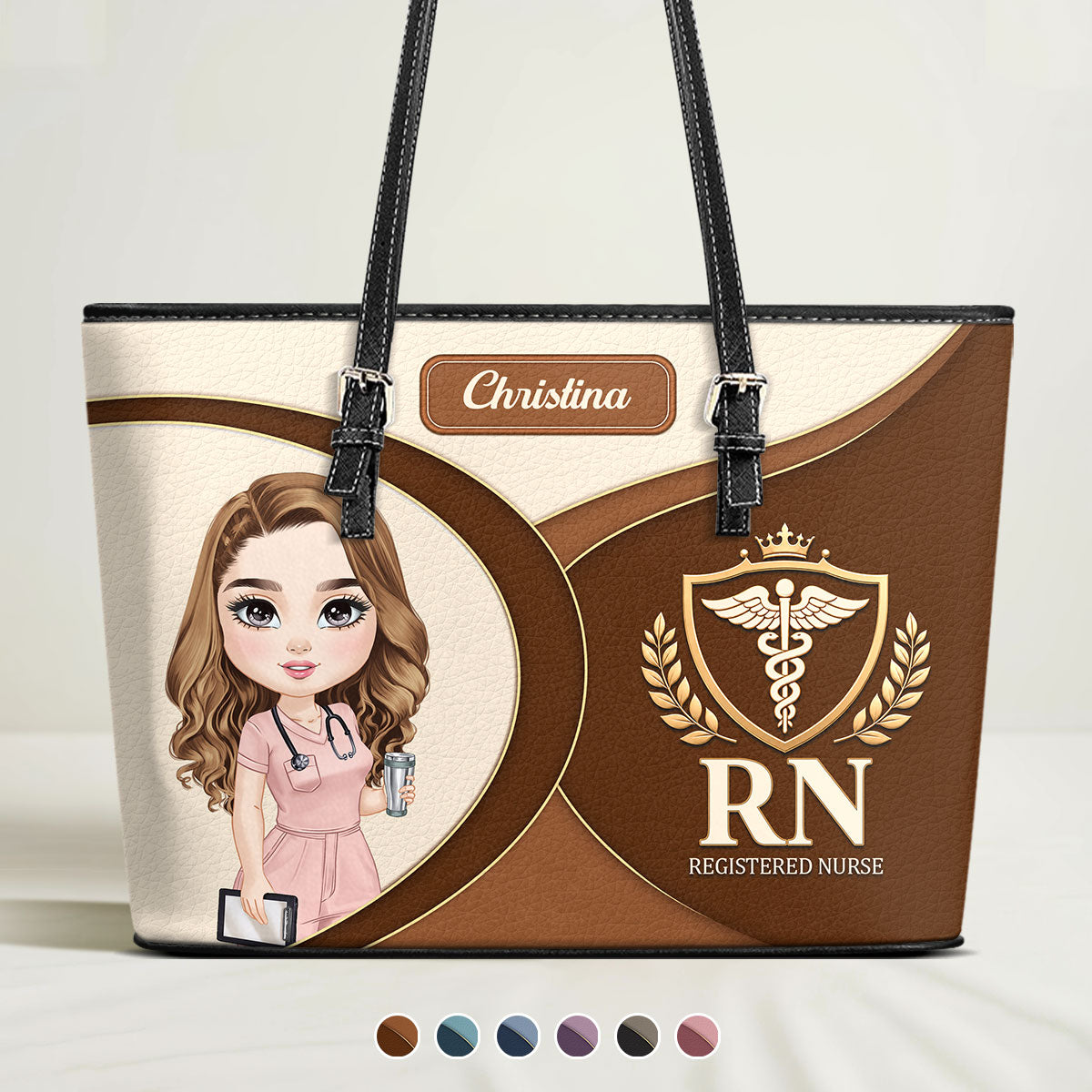 Nurse Logo - Personalized Custom Nurse Leather Tote Bag
