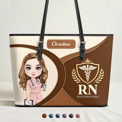Nurse Logo - Personalized Custom Nurse Leather Tote Bag