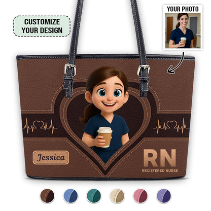 The Scrub Life Photo - Personalized Custom Nurse Leather Tote Bag