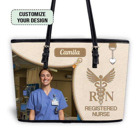 Personalized Custom Nurse Leather Tote Bag