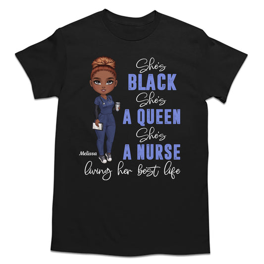 Living Her Best Life (Dark Ver.) - Personalized Custom Nurse T-shirt, Hoodie, Sweatshirt