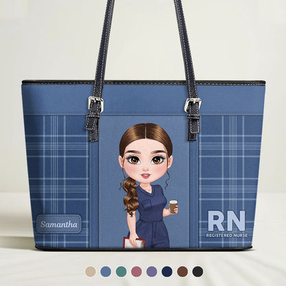 Chic Nurse Vibes - Personalized Custom Nurse Leather Tote Bag