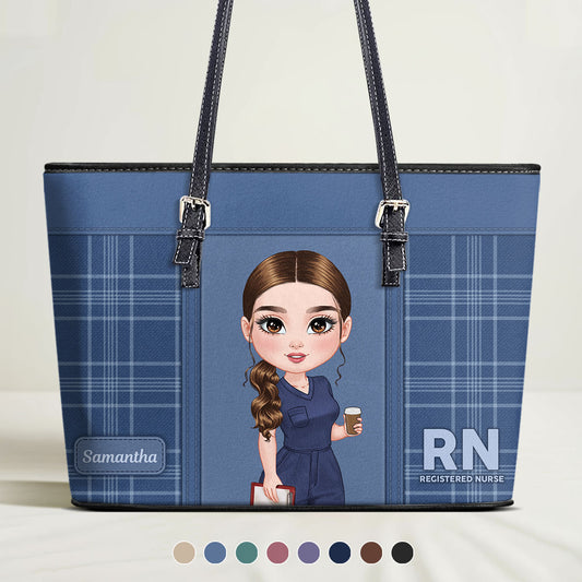 Chic Nurse Vibes - Personalized Custom Nurse Leather Tote Bag