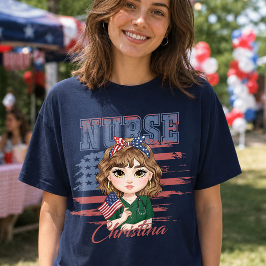 Patriotic Nurse (Dark Ver.) - Personalized Custom Nurse T-shirt, Hoodie, Sweatshirt