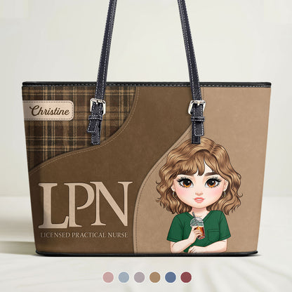 Nurse With Bright Life - Personalized Custom Nurse Leather Tote Bag