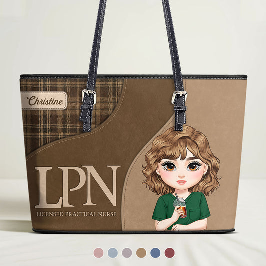Nurse With Bright Life - Personalized Custom Nurse Leather Tote Bag