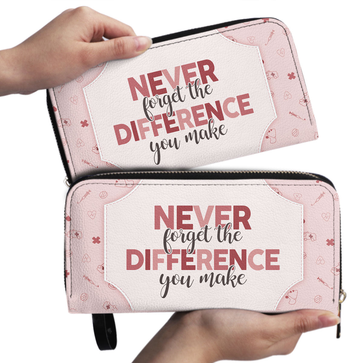 The Difference You Make - Personalized Nurse Leather Clutch Purse