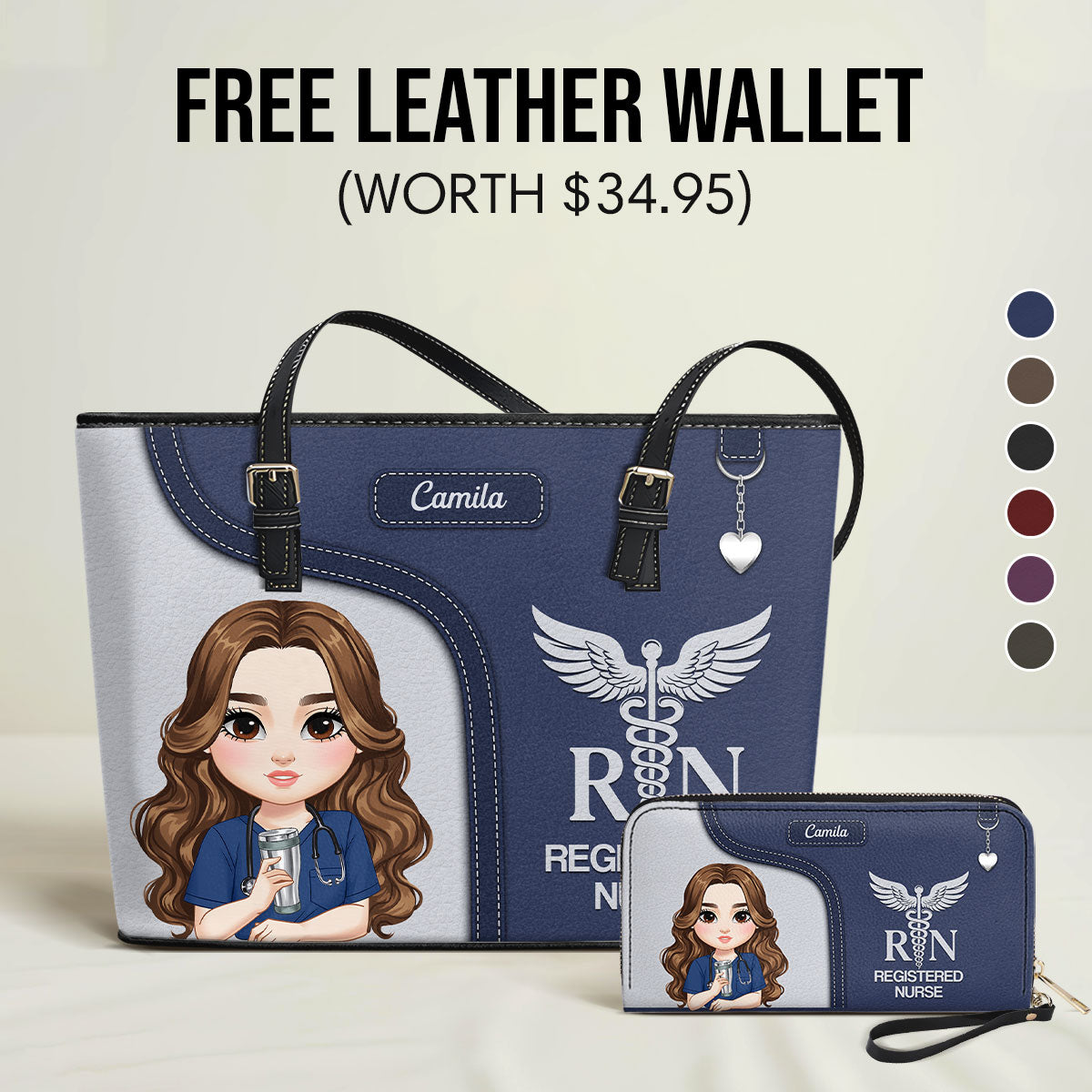Graceful Nurse Style - Personalized Custom Nurse Leather Tote Bag Deal