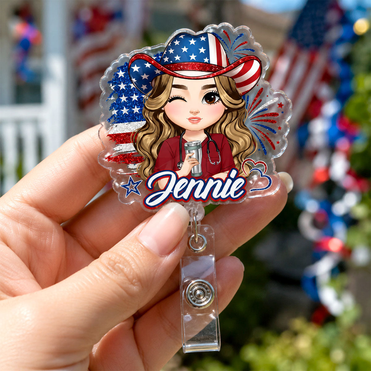 USA Nurse Style - Personalized Nurse Badge Reel
