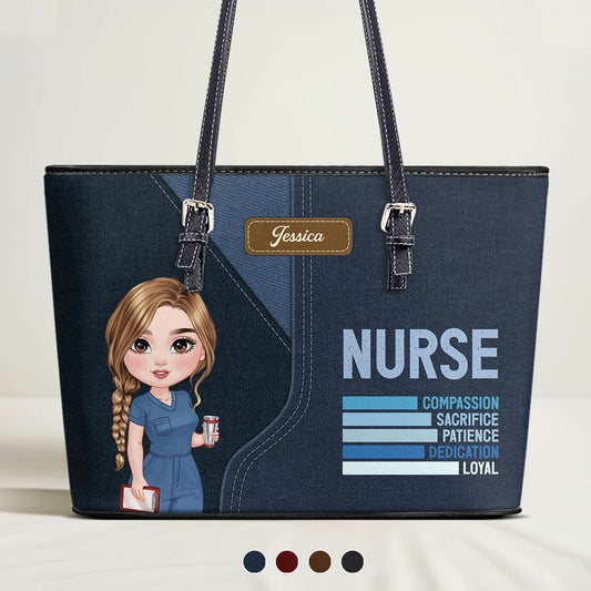 Nurse Dedication - Personalized Custom Nurse Leather Tote Bag
