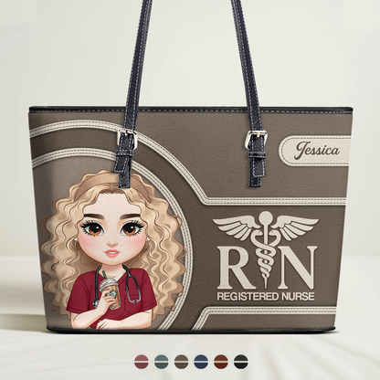 Worlds Best Nurse - Personalized Custom Nurse Leather Tote Bag