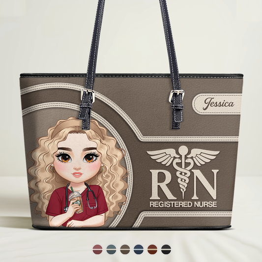 Worlds Best Nurse - Personalized Custom Nurse Leather Tote Bag