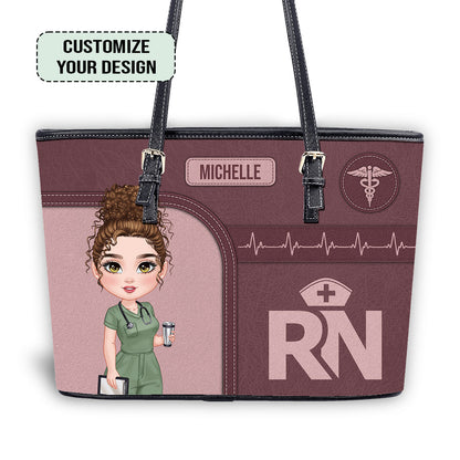 Nurse Cap - Personalized Custom Nurse Leather Tote Bag