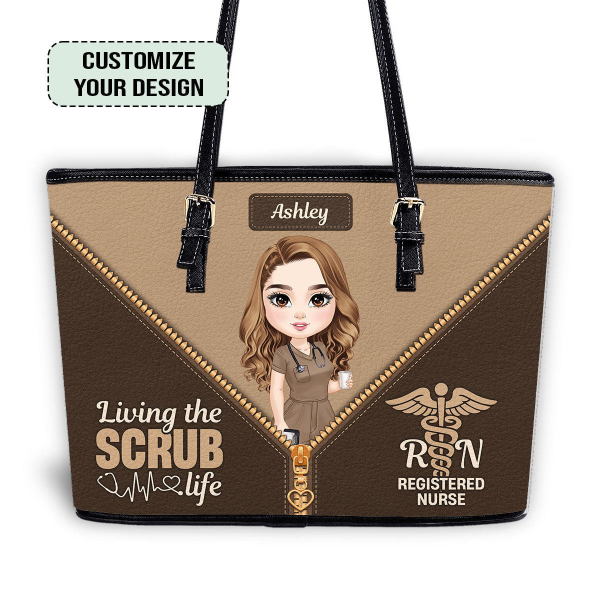 Perfect Scrub Life - Personalized Custom Nurse Leather Tote Bag