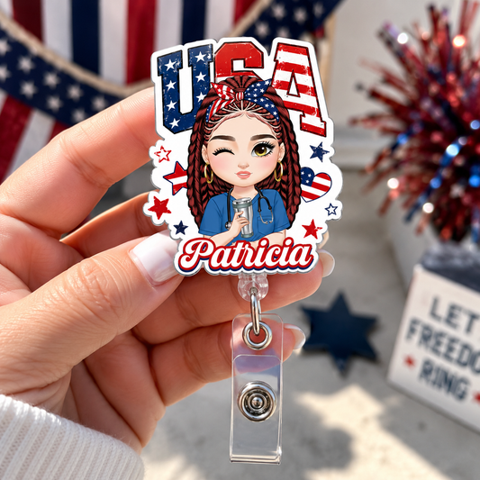 American Nurse Pride - Personalized Nurse Badge Reel
